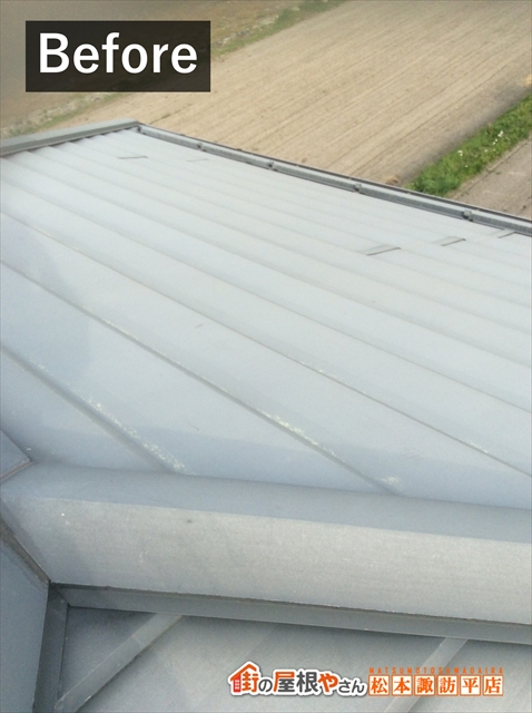 安曇野市穂高屋根フッ素樹脂塗料塗装　施工前